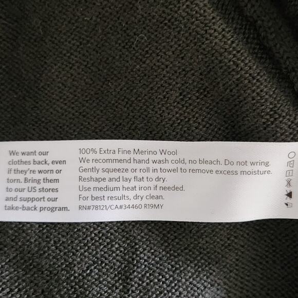 Eileen Fisher Mock Neck Tunic Sweater | Merino Wool | Olive Green | Women's L - Picture 9 of 9